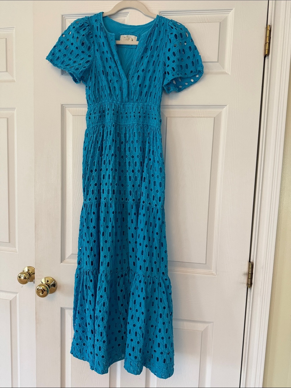 Anthropologie Somerset Turquoise Eyelet Maxi Dress XXS